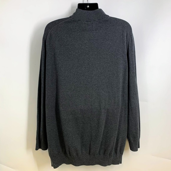Harbor Bay Mens 3XLT Gray 1/4 Zip Mock Neck Long Sleeve Pullover Sweater - Picture 2 of 11